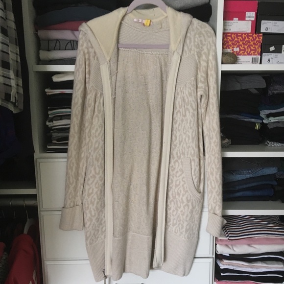 Rebecca Taylor Animal Print Hooded Sweater Jacket with Pockets Size: Small - Picture 1 of 5